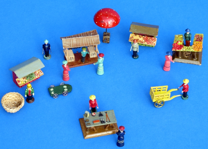 Erzgebirgs-Spielzeug "Marktstände"