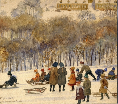 HAPKE "Blick aus meinem Fenster", Aquarell (Hannover)