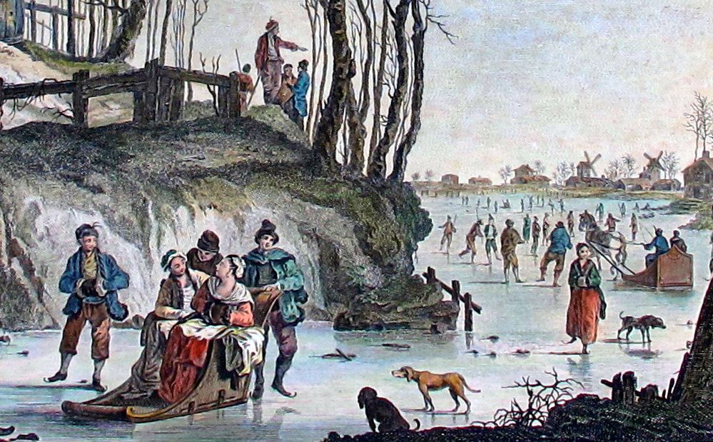 Kupferstich Mitte 18. Jhd. WINTERVERGNÜGEN